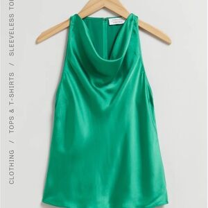 & other stories green cowl neck draped top size 8 and other stories